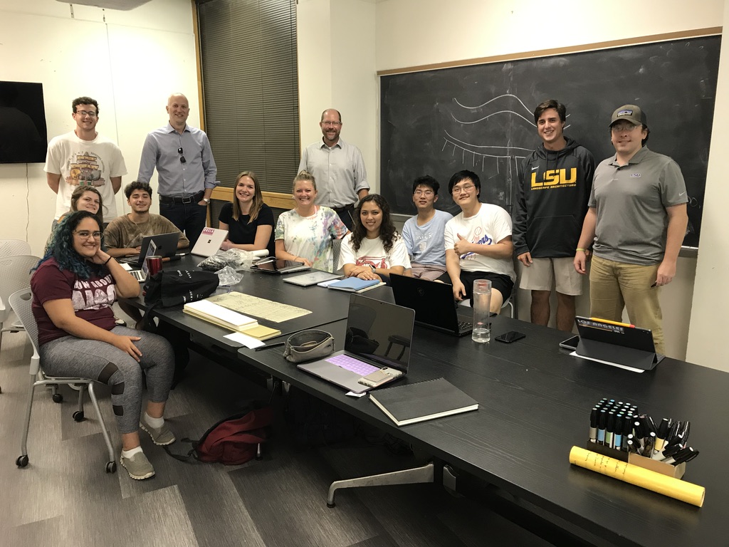 group of students with visitors from the American Society of Landscape Architects