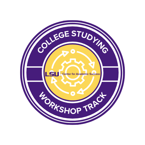 college studying workshop track badge