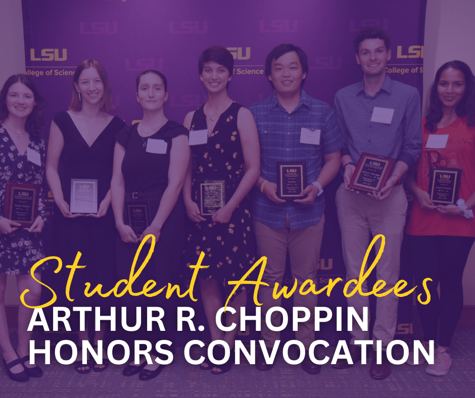 image of student awardees with text: Student Awardees Choppin Honors Convocation